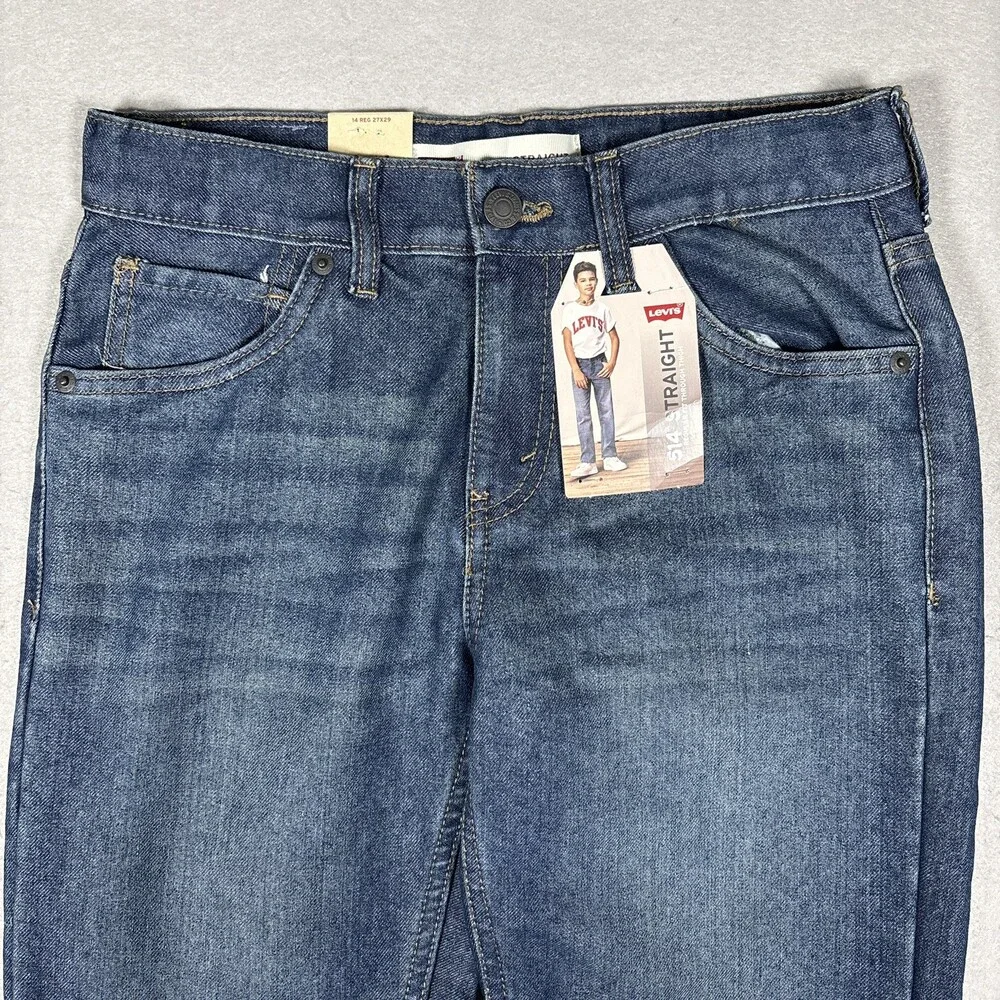 Levis 514 Straight Fit Jeans Boys Reg Red Tab Medium Wash Size: 14R 27x29 NWT